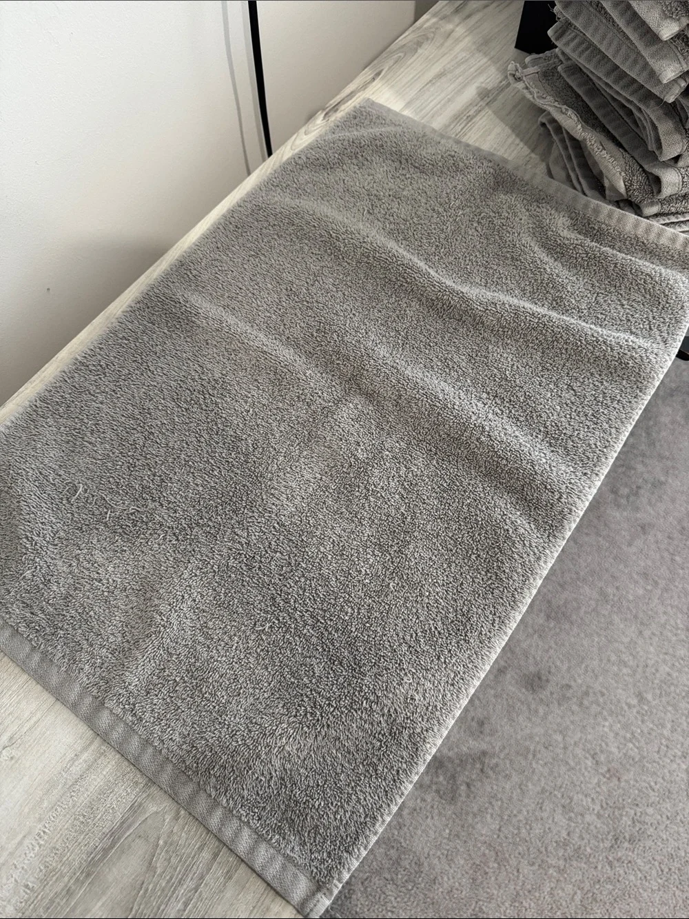 Soft/Plush Gray Cotton Hand Towels - Stack of 12